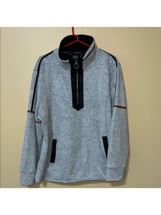 Jackets & Blazers - WOOLY BULLY WEAR Gray and Black QUARTER Zip jacket with High Collar. 1X